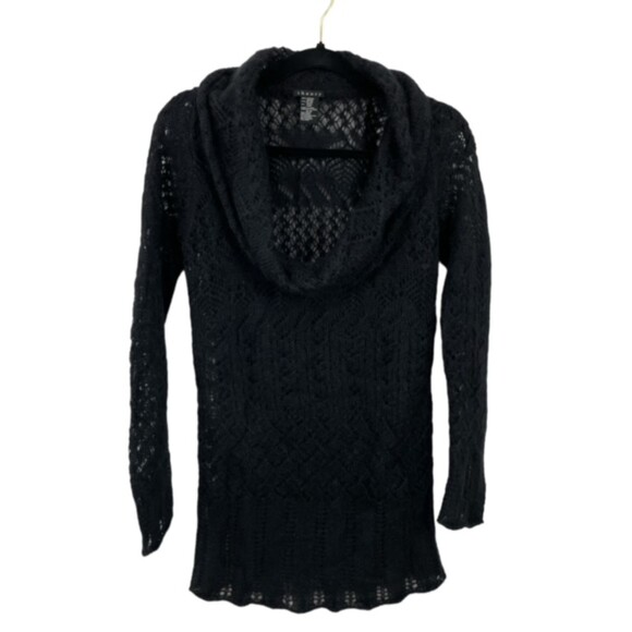 Theory Black Mohair Wool Blend Long Sleeve Open Knit Cowl Neck Tunic Sweater M - Picture 1 of 4